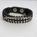 fashion Leather bracelet double buttons bracelet with twining rope bracelet PSL024